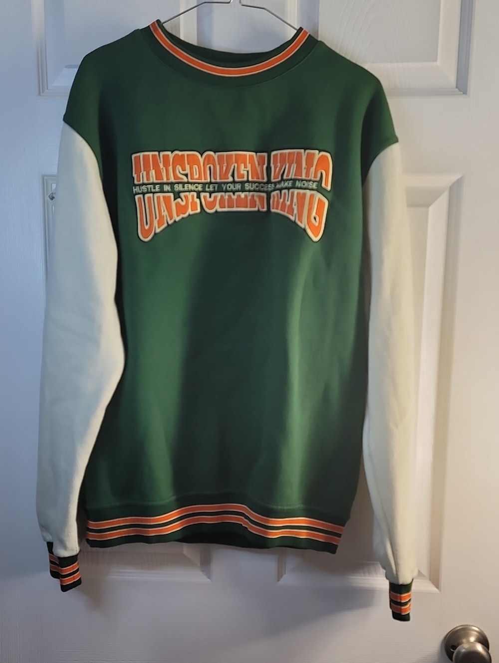 Unspoken King Green & White Contrast Sleeve Sweatshirt